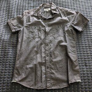 Express Short Sleeve Button Down Grey Shirt - Small